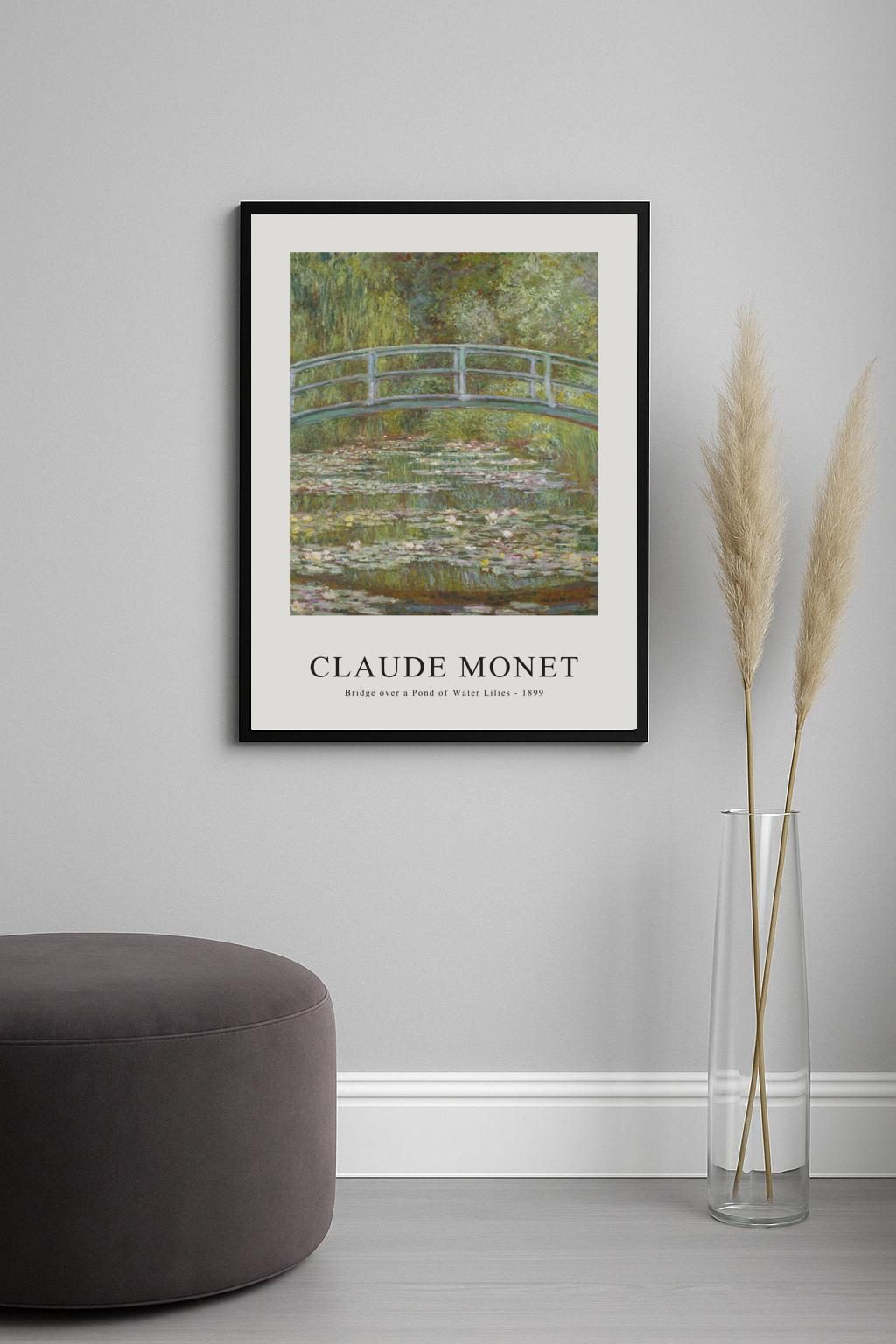 Bridge over a Pond of Water Lilies Poster
