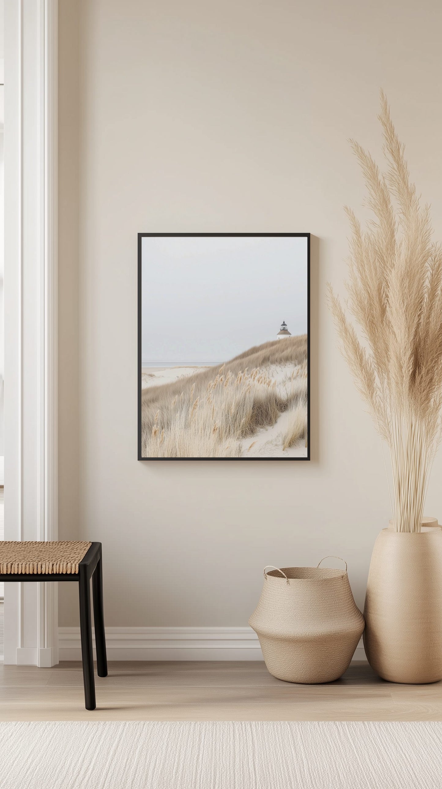 Lighthouse and Dune Grasses Poster