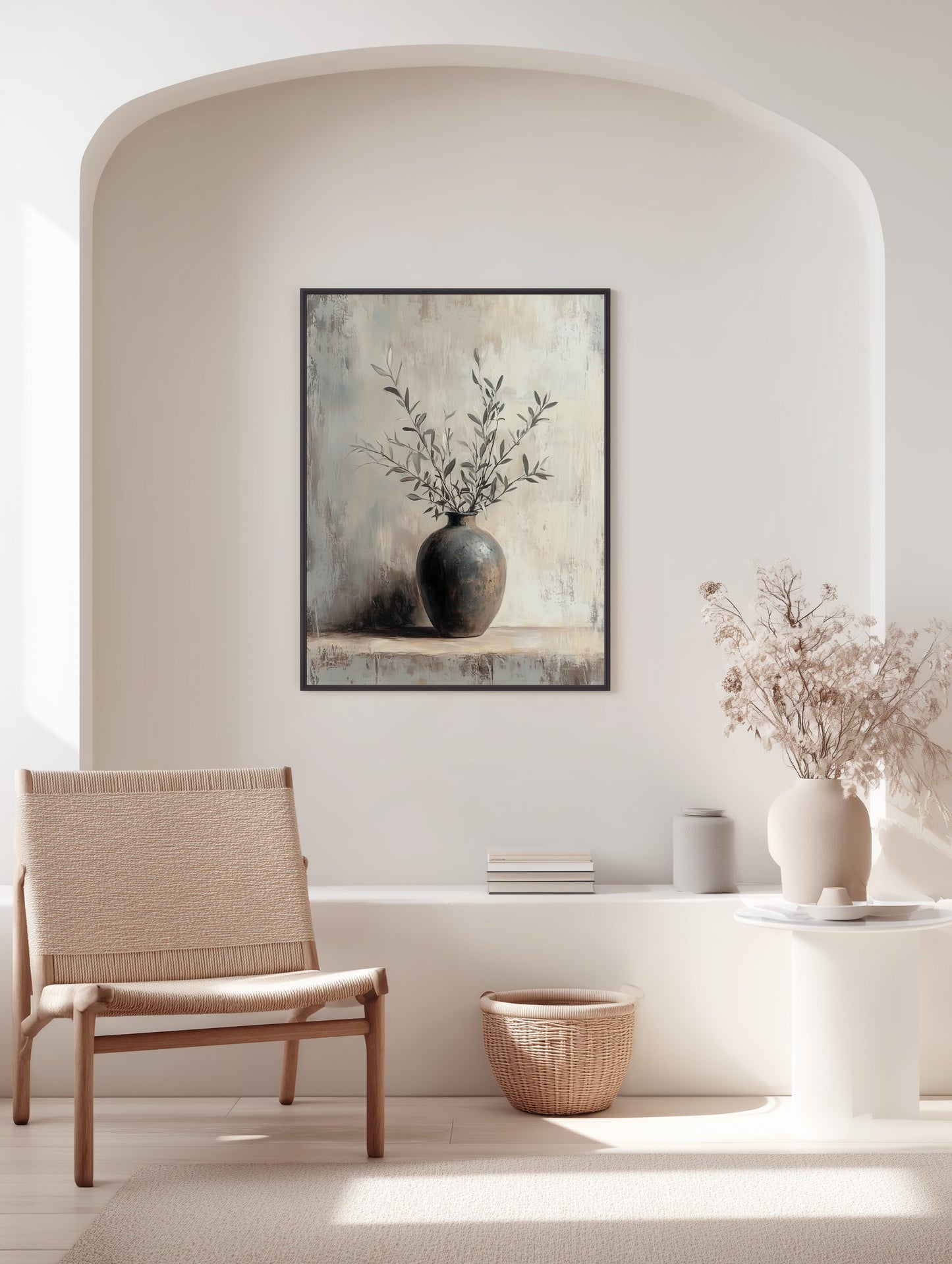 Japandi Vase with Olive Branches Poster