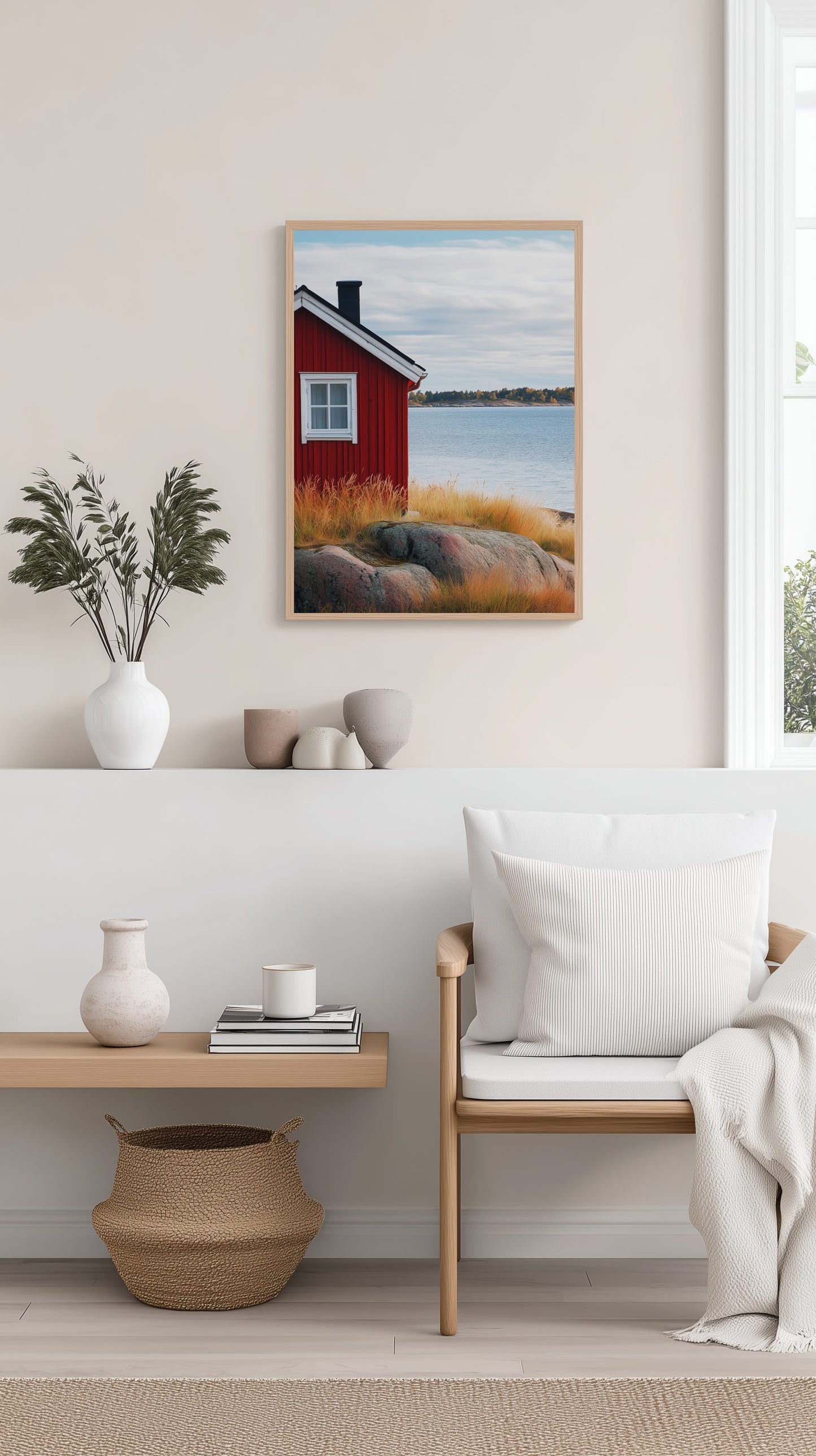 Red Coastal Cabin Poster