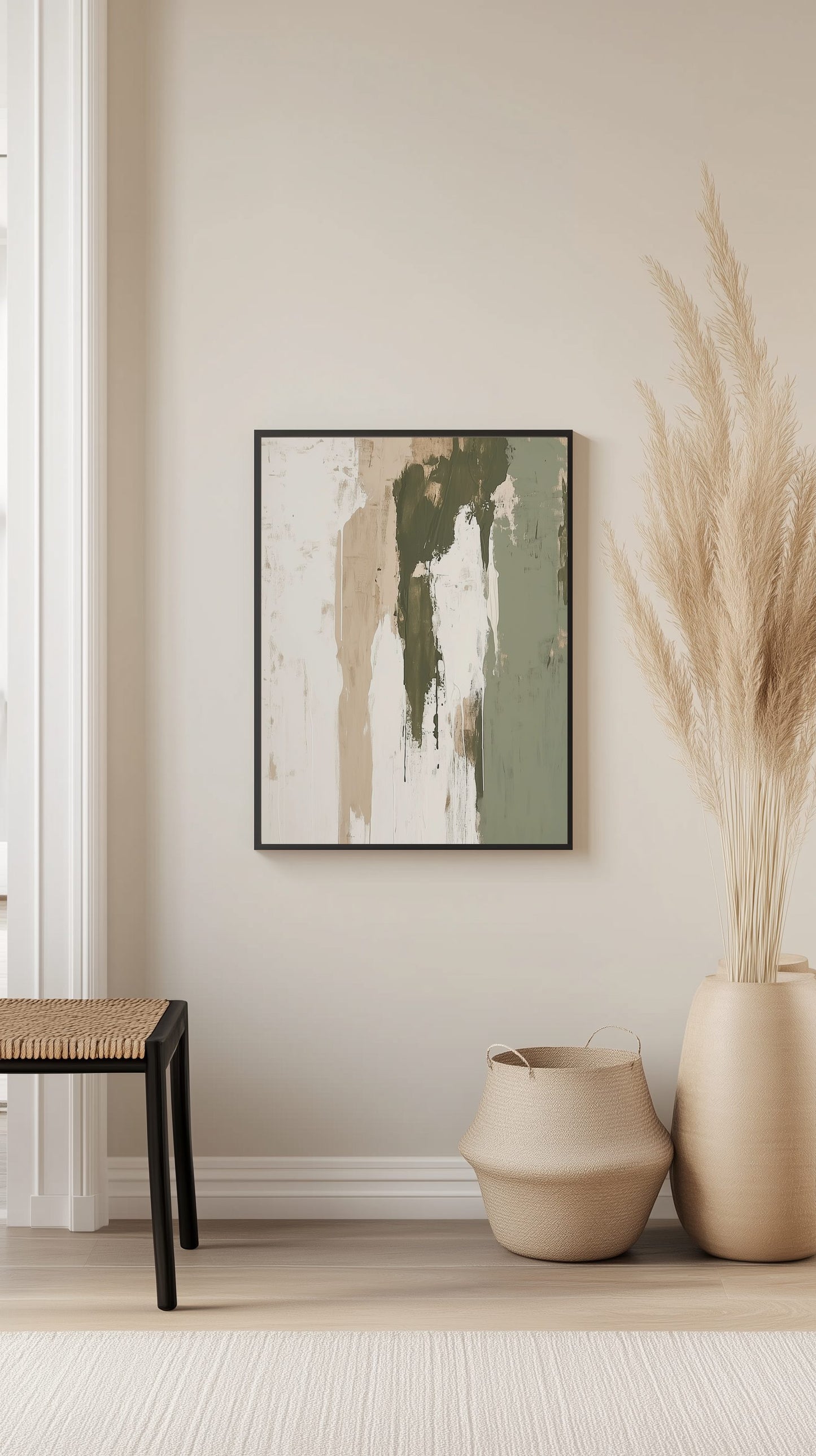 Vertical Olive Abstract Paint Poster