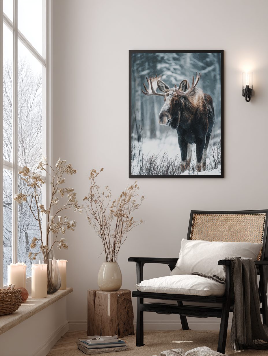 Winter Moose Poster