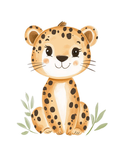 baby leopard jungle kids wall art - playful poster for nursery or children's room