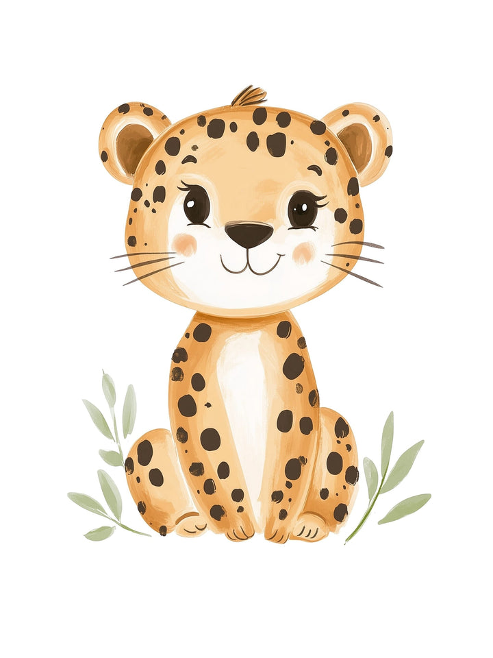 baby leopard jungle kids wall art - playful poster for nursery or children's room