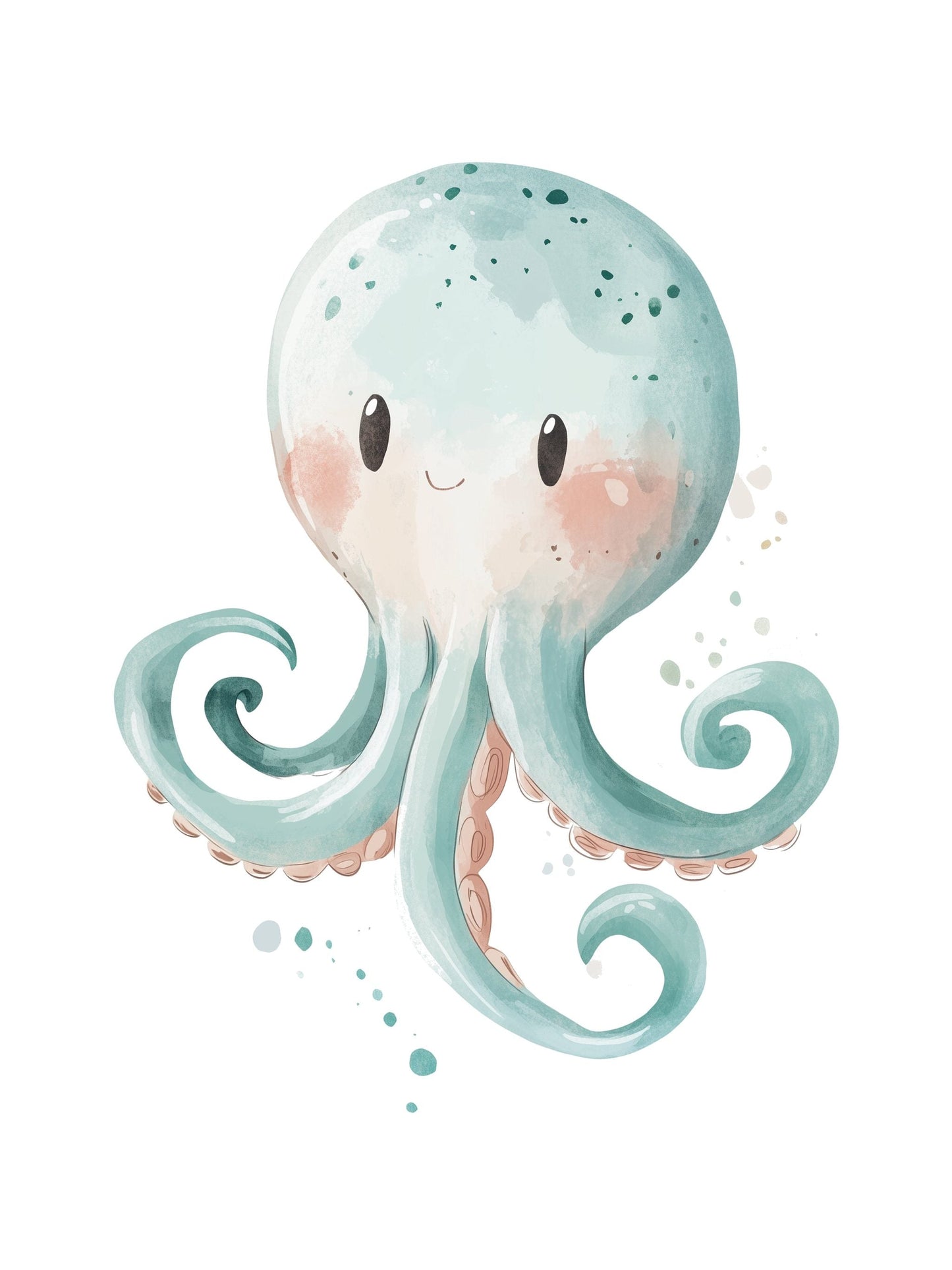 ocean octopus kids wall art - playful poster for nursery or children's room