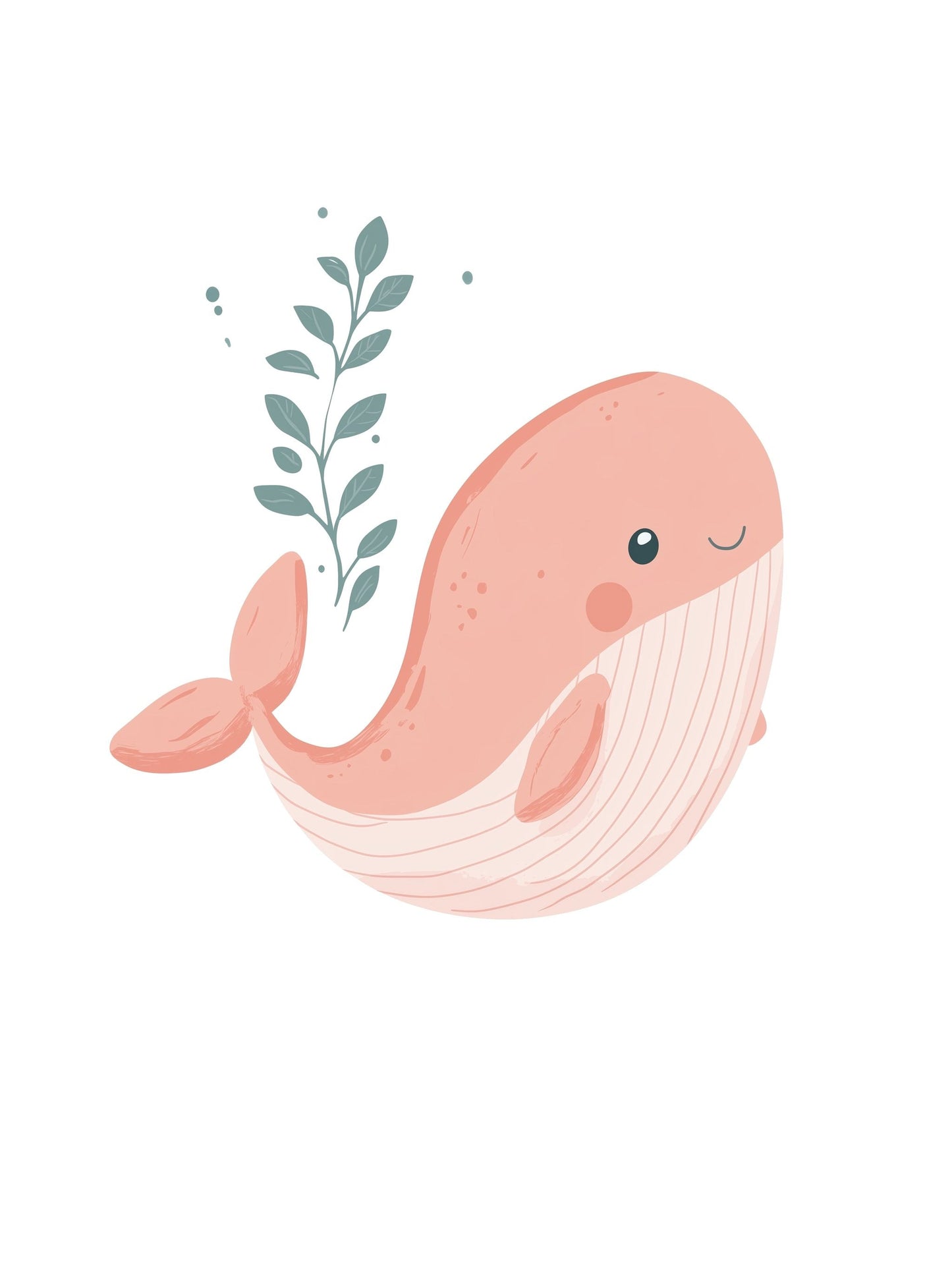 pink whale kids wall art - playful poster for nursery or children's room