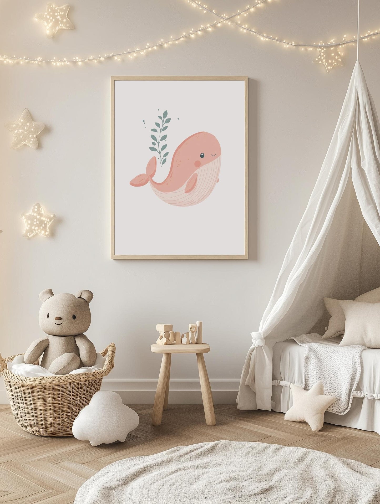 Pink Whale Poster