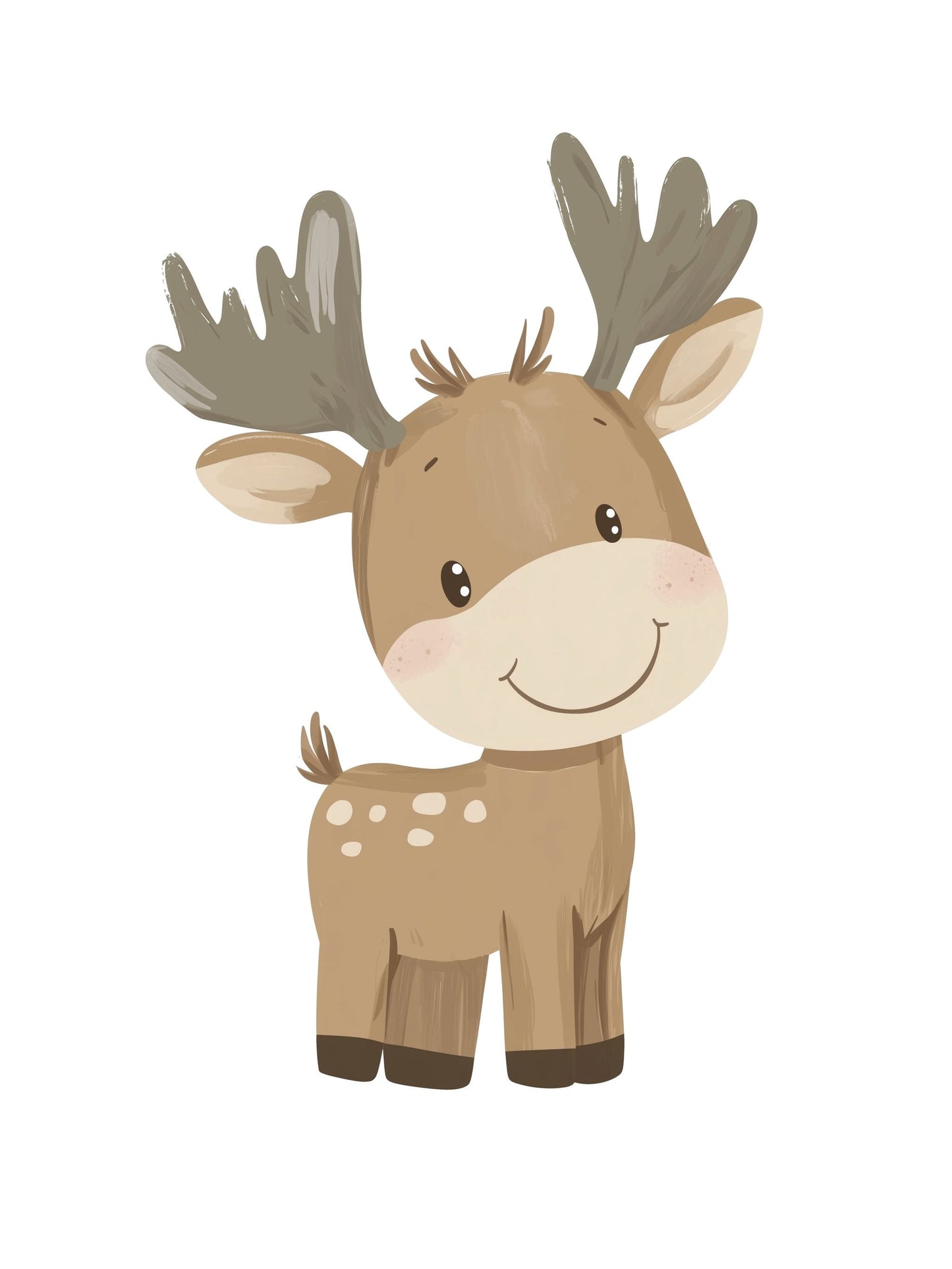 baby moose kids wall art - playful poster for nursery or children's room