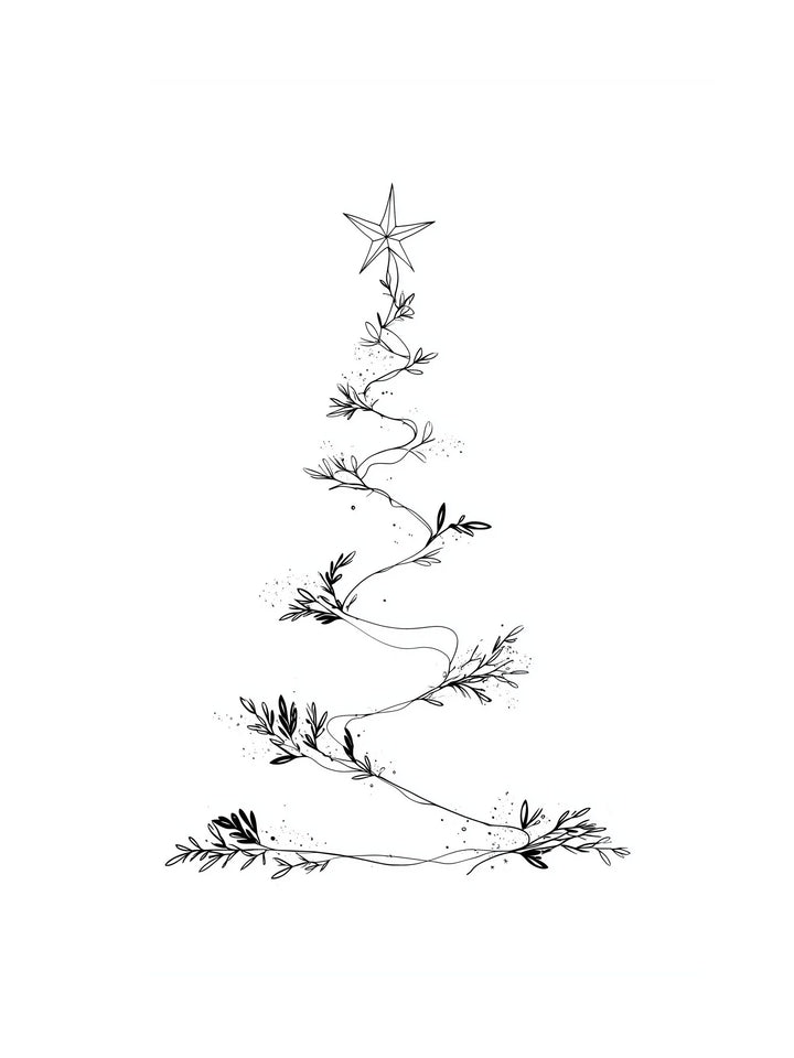 Decorative black and white floral design on a white background