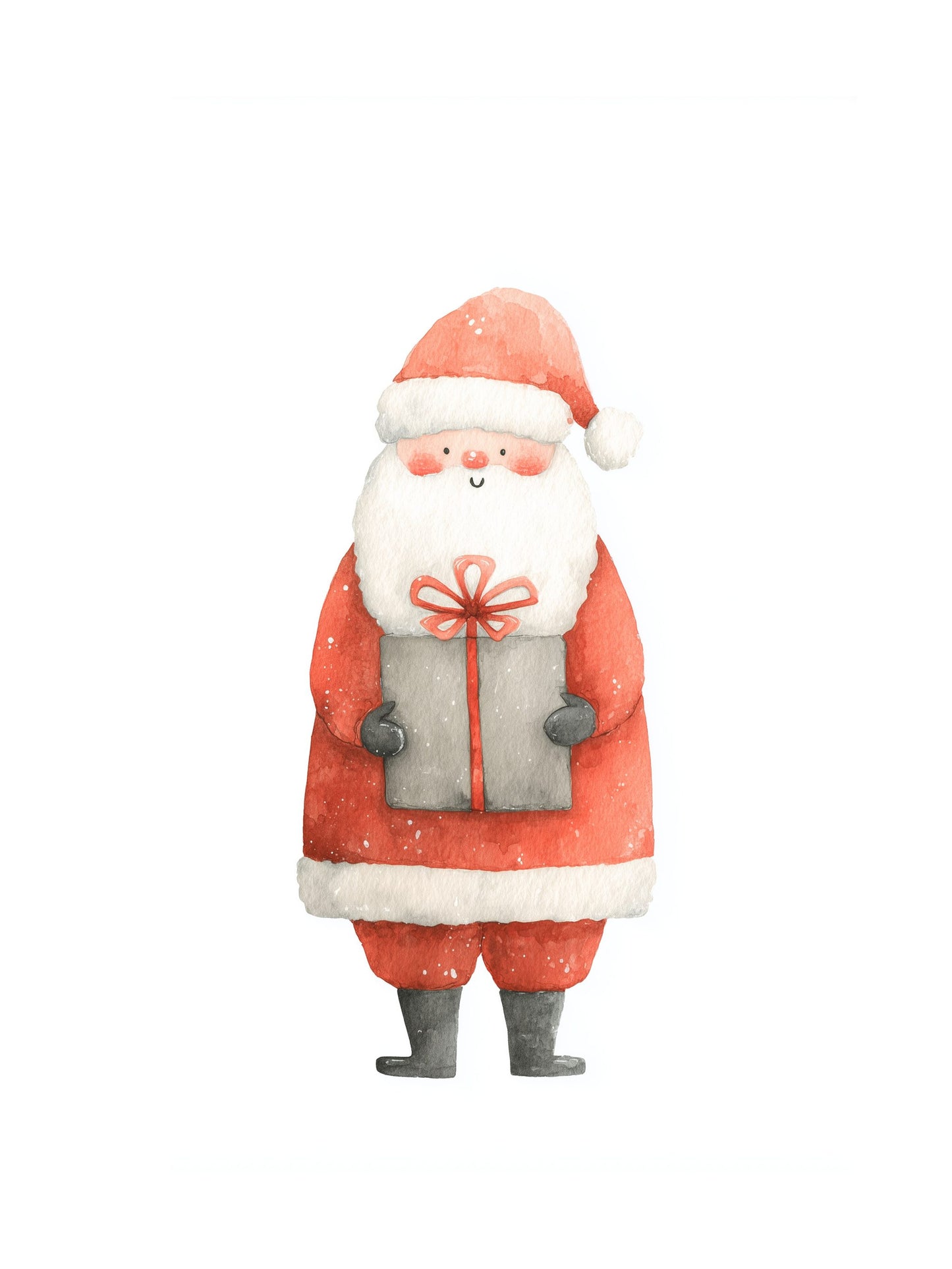 Illustration of a Santa Claus holding a gift on a white background