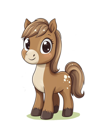 cute pony kids wall art - playful poster for nursery or children's room