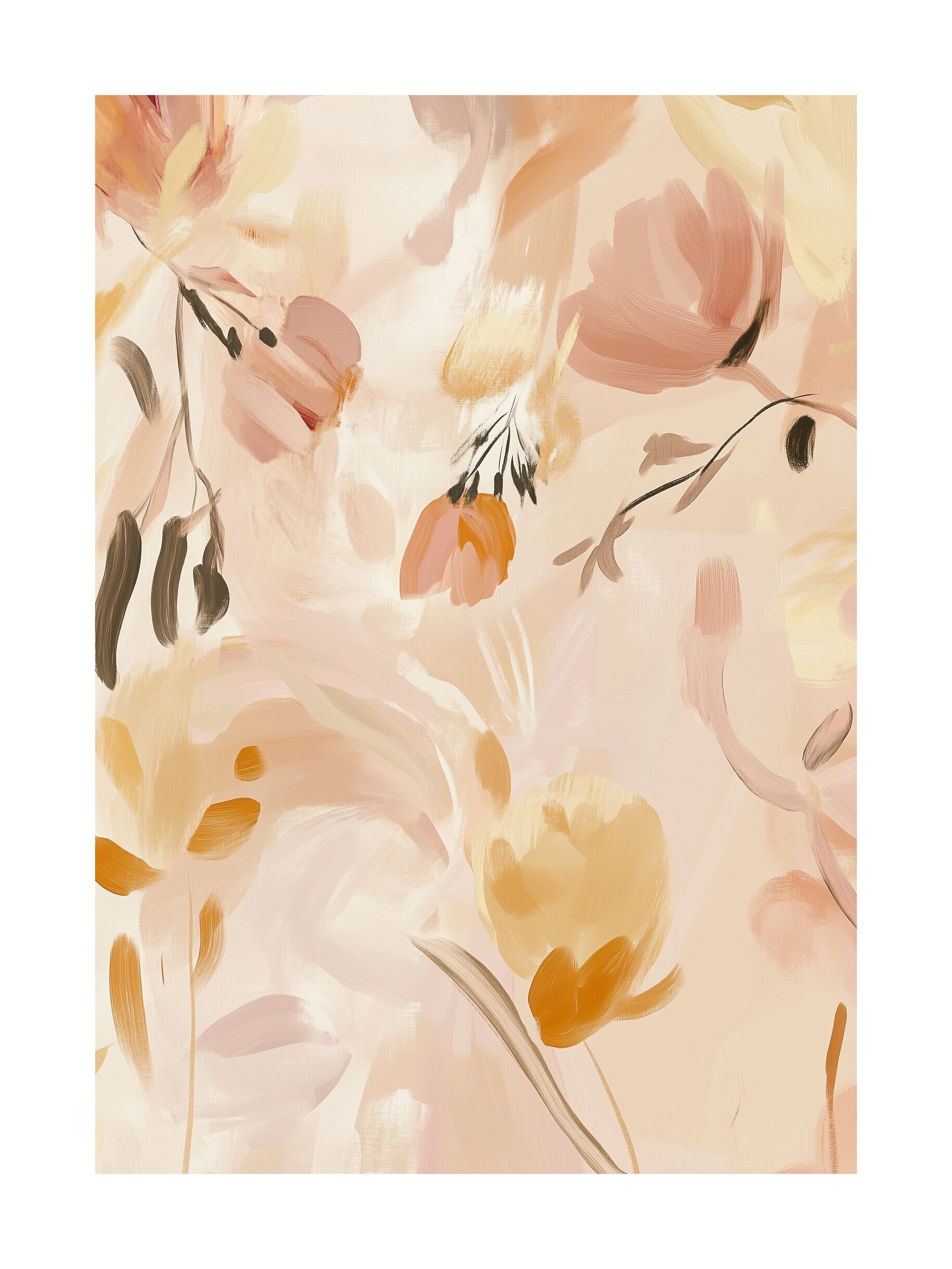 soft floral warmth decorative wall art - modern poster for home or office