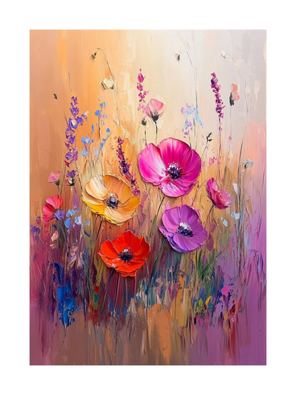 flower symphony decorative wall art - modern poster for home or office