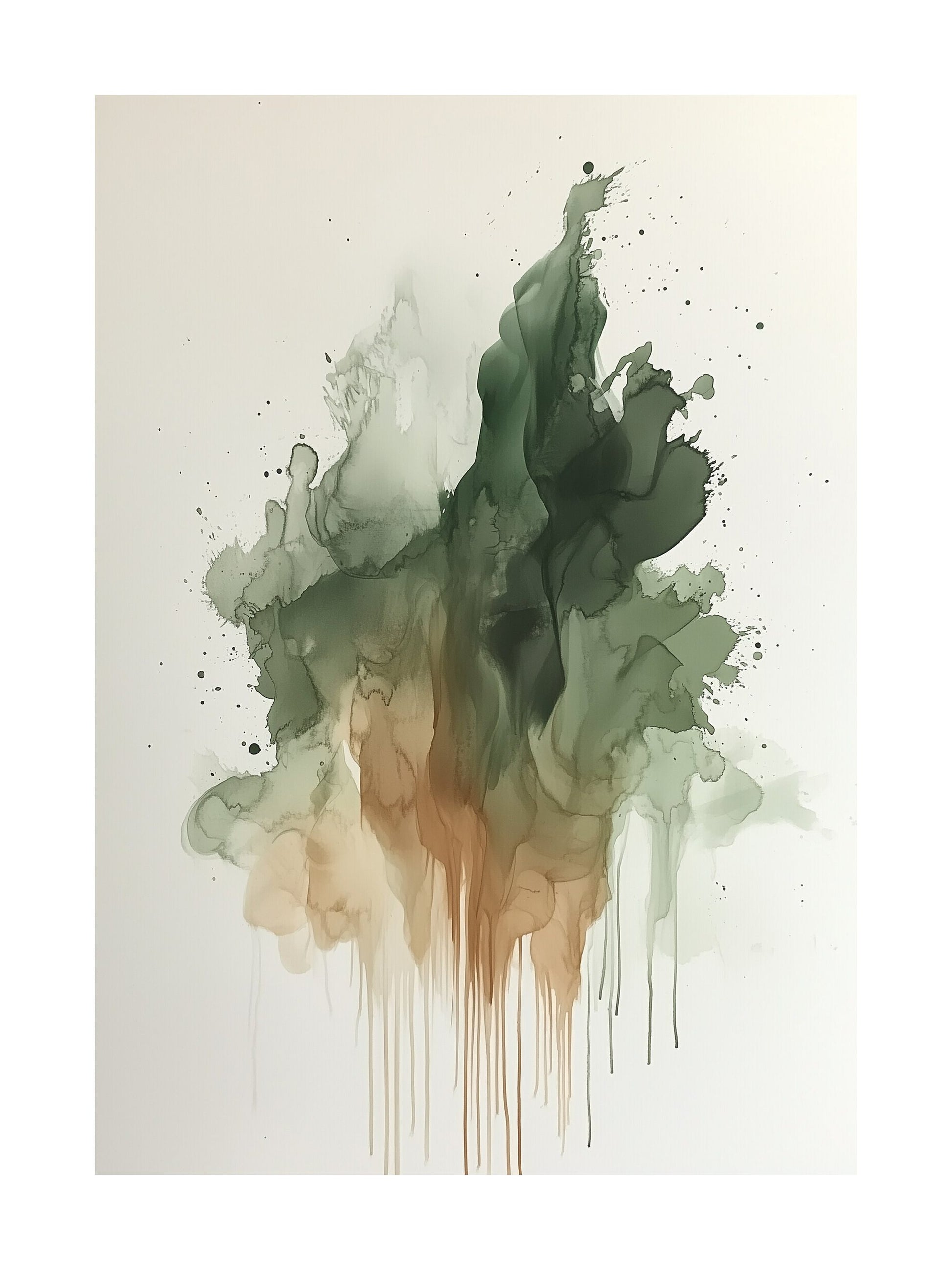 green harmony watercolor decorative wall art - modern poster for home or office