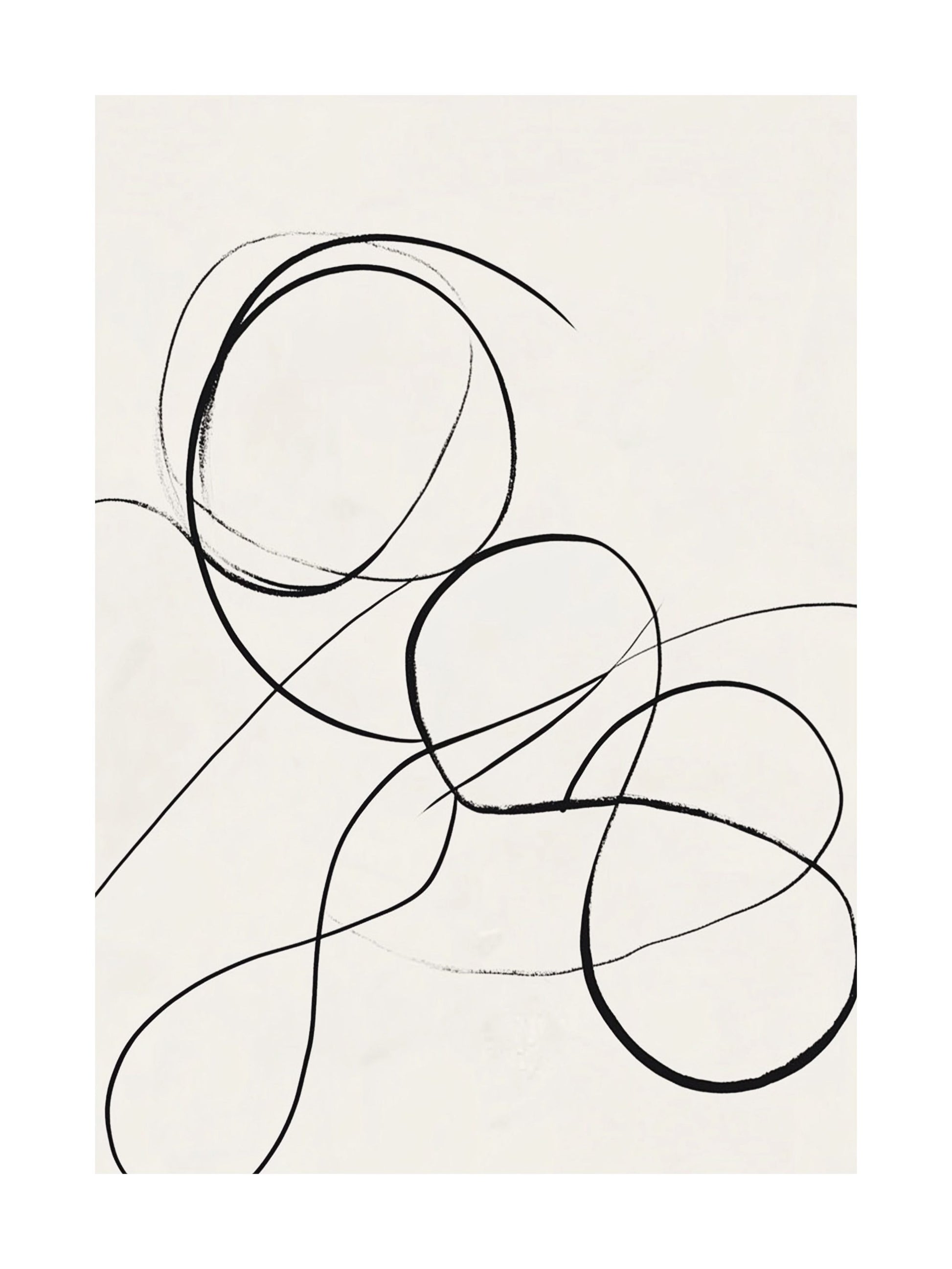 Abstract black swirl line poster, ideal for modern home or office wall art decor.