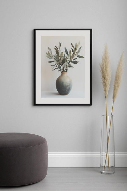 Scandinavian Vase with Olive Branches Poster
