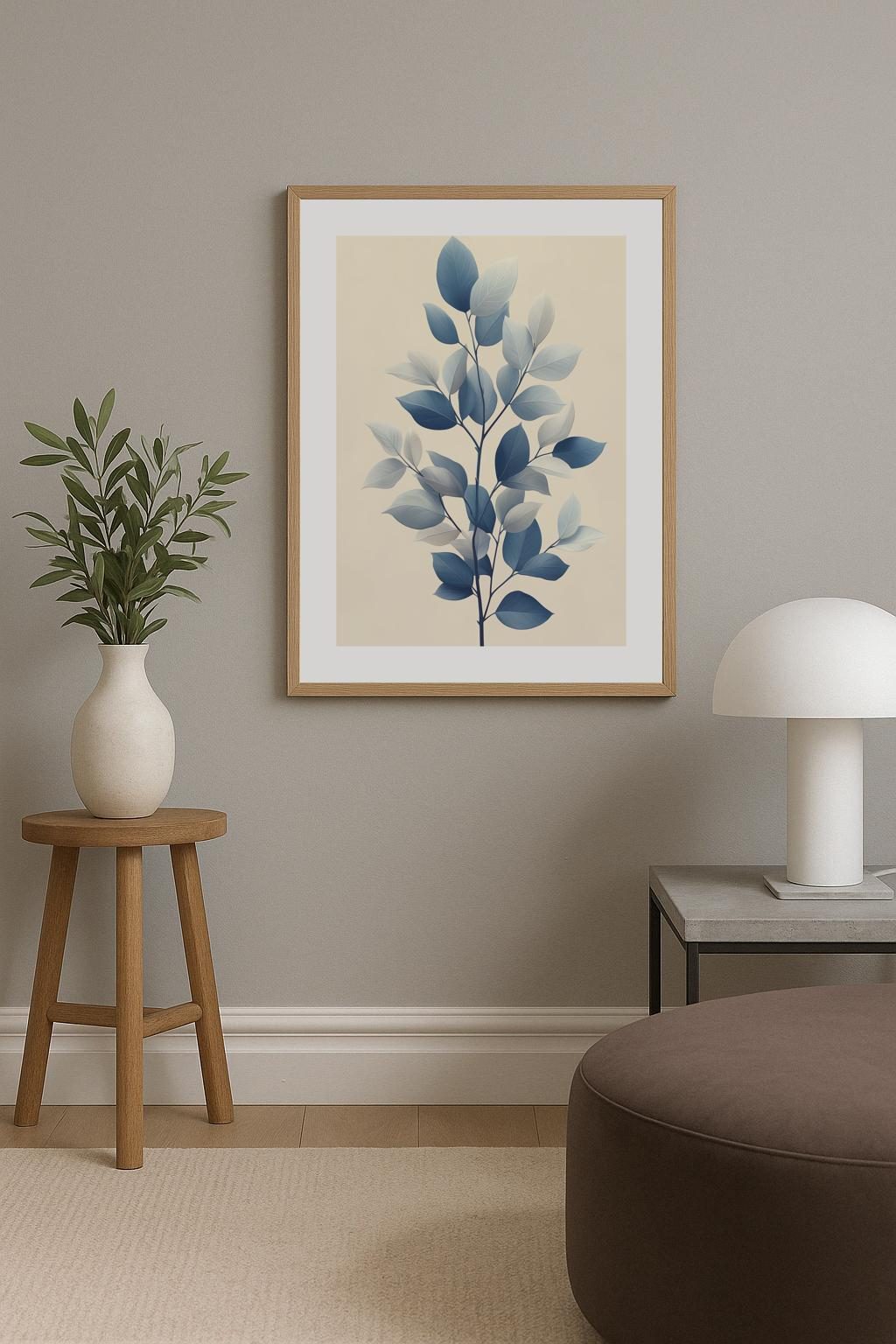 Blue Leaf Harmony Poster