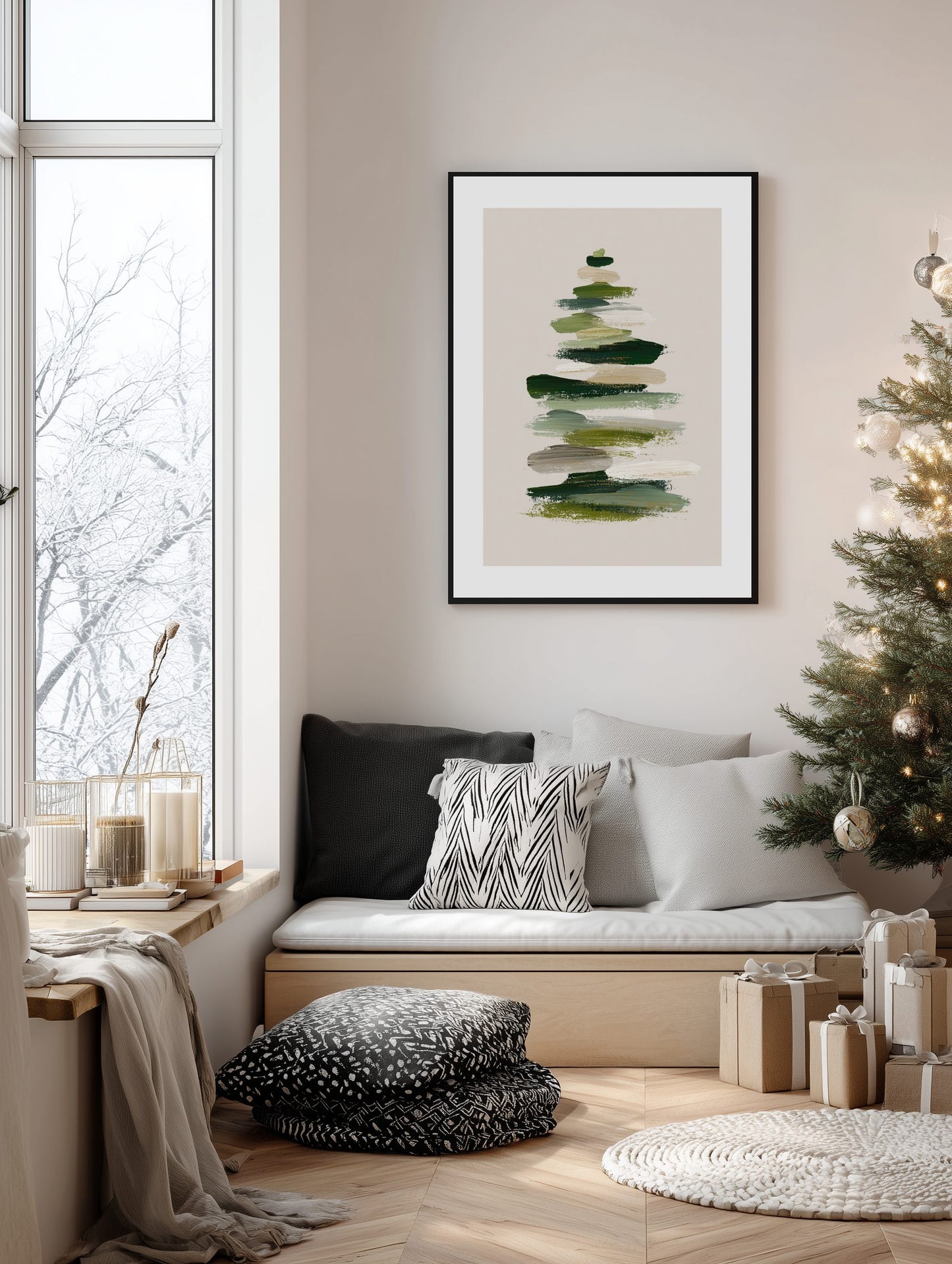 Abstract Brushstroke Christmas Tree Poster