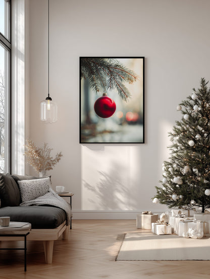 Red Christmas Ornament Poster