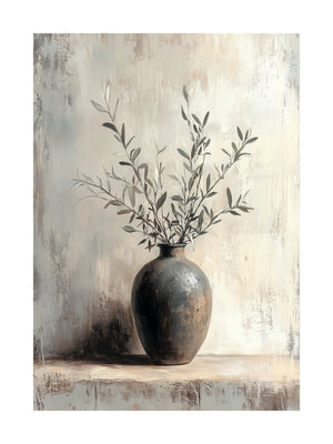 Japandi Vase with Olive Branches Poster