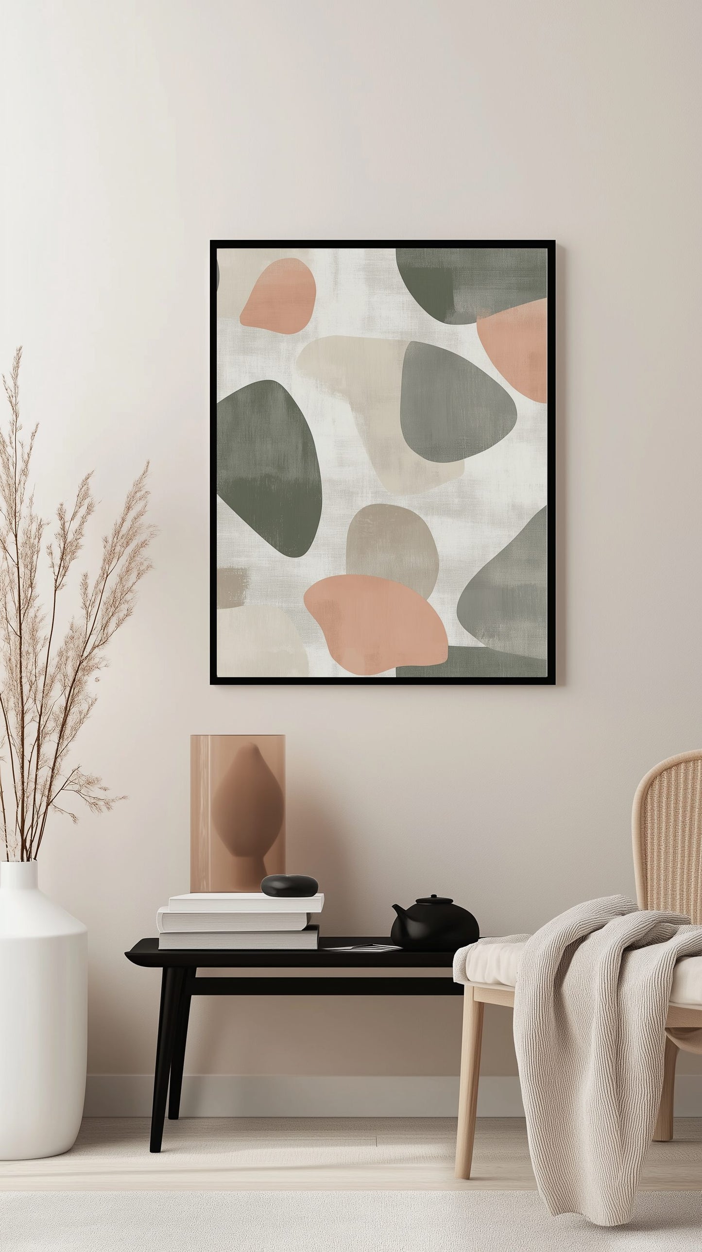 Beige & Moss Abstract Poster