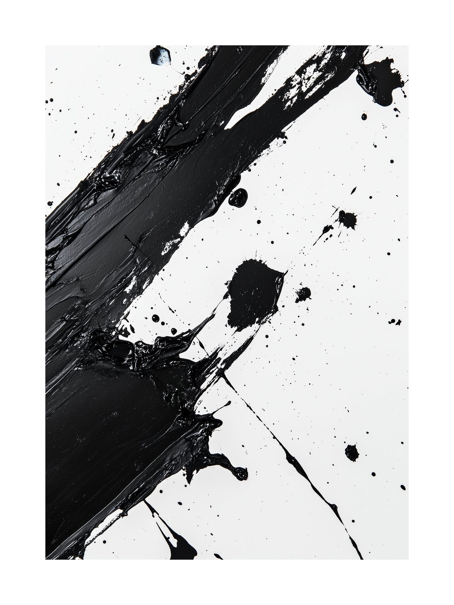 Textured abstract black brushstrokes on white background