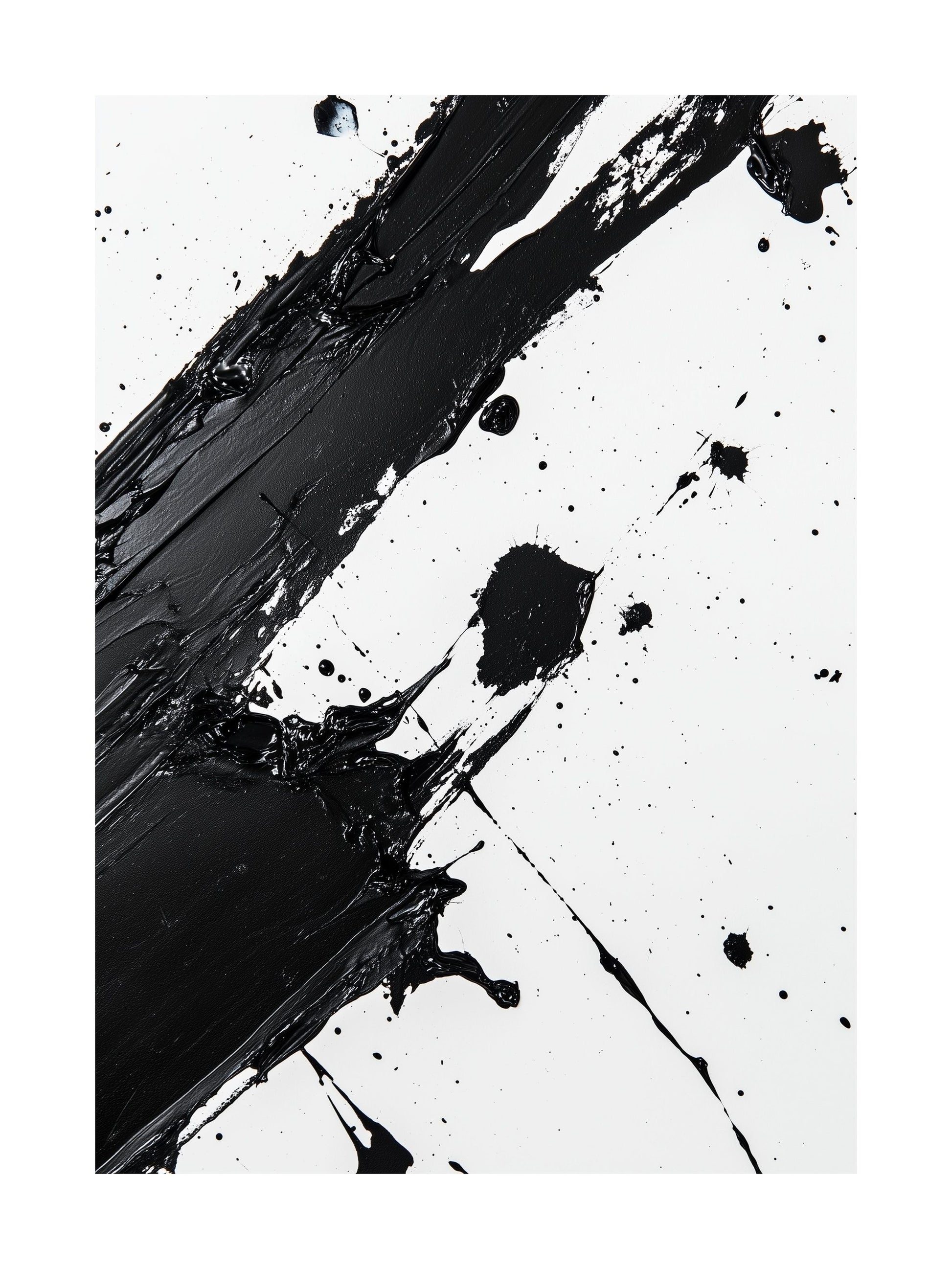 Textured abstract black brushstrokes on white background
