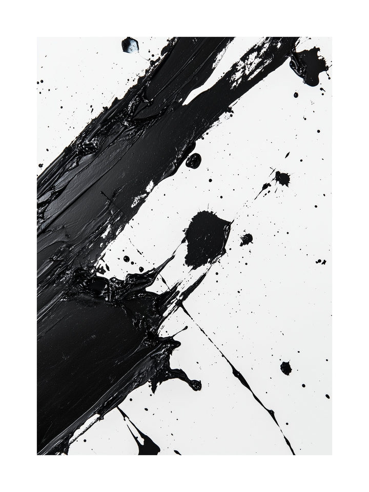 Textured abstract black brushstrokes on white background