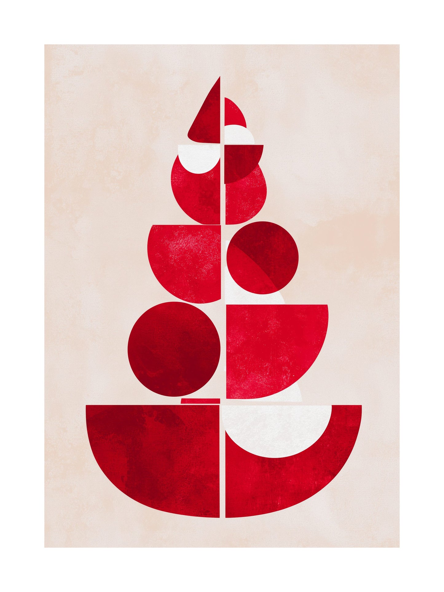 Abstract geometric red Christmas tree minimalist poster