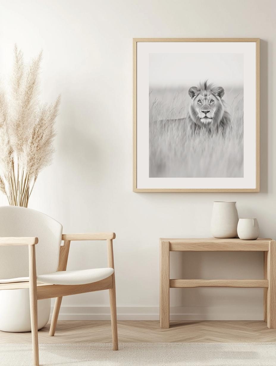 Lion in the Grass Poster