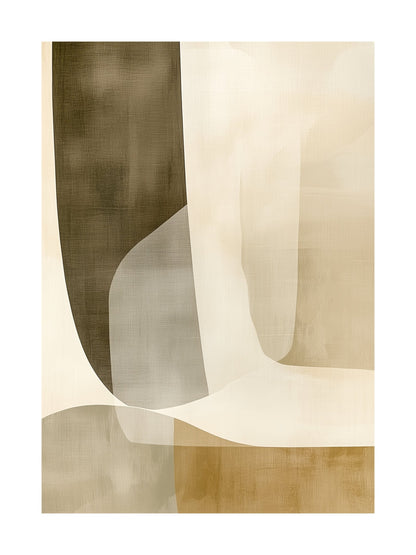 Subtle abstract poster with olive and beige geometric shapes