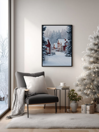 Swedish Winter Village Poster