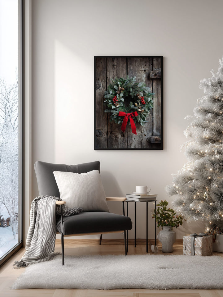 Rustic Christmas Wreath Poster