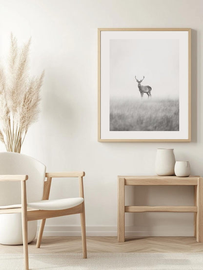 Lone Deer in Mist Poster