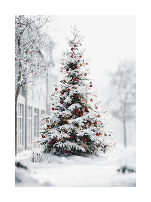 Snowy Town Christmas Tree Poster