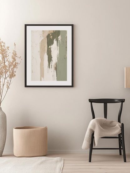 Vertical Olive Abstract Paint Poster