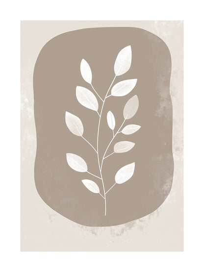 rustic leaf motif on beige background decorative wall art - modern poster for home or office