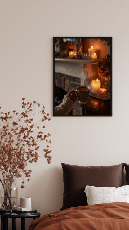 Cozy Fireplace Evening Poster