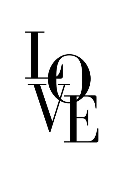 Modern LOVE typography poster with bold black letters