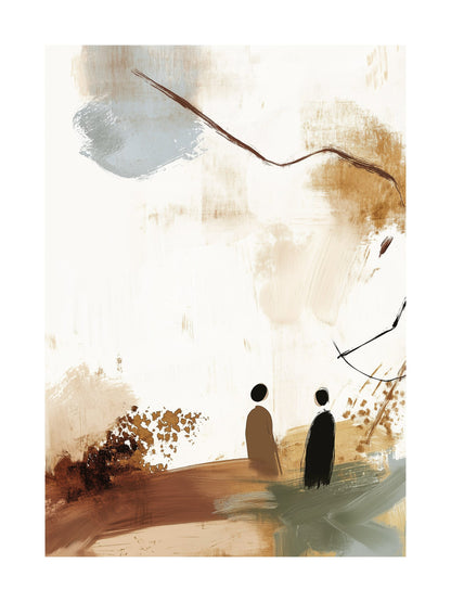 abstract encounter in nature decorative wall art - modern poster for home or office