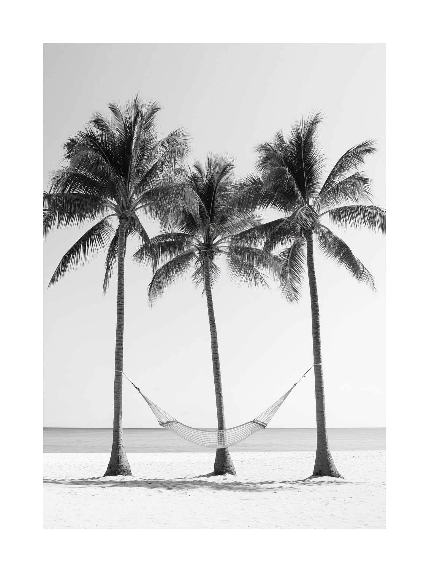 Palm trees and hammock on beach - minimalist tropical poster