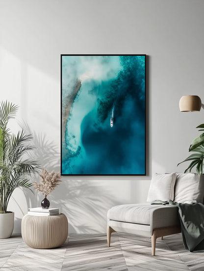 Yacht in Turquoise Poster