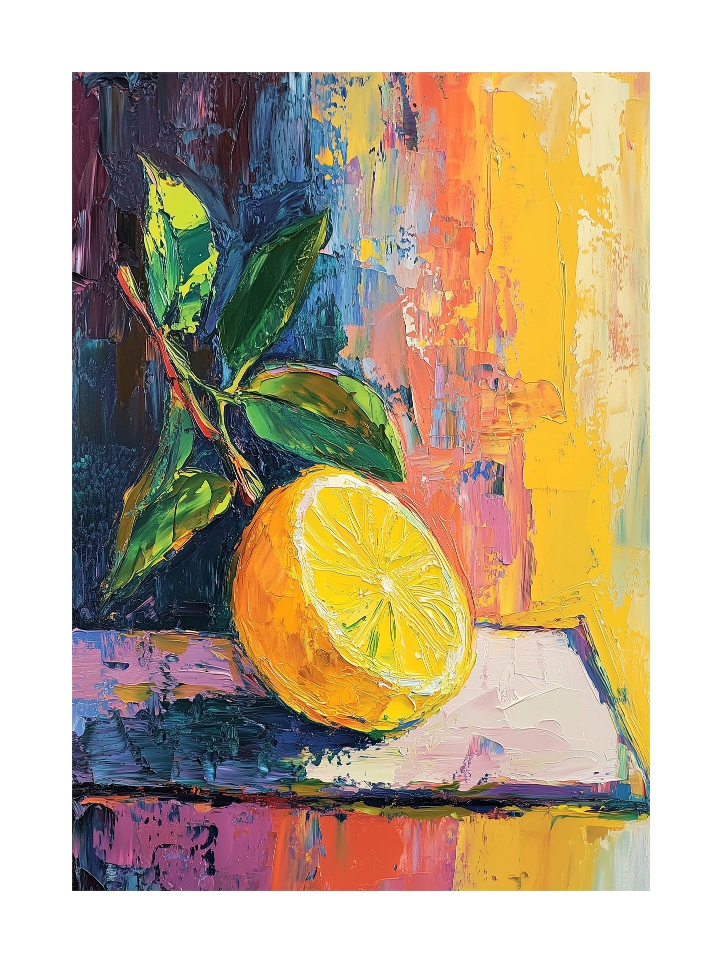 sunny lemon still life kitchen wall art - stylish food & drink poster print