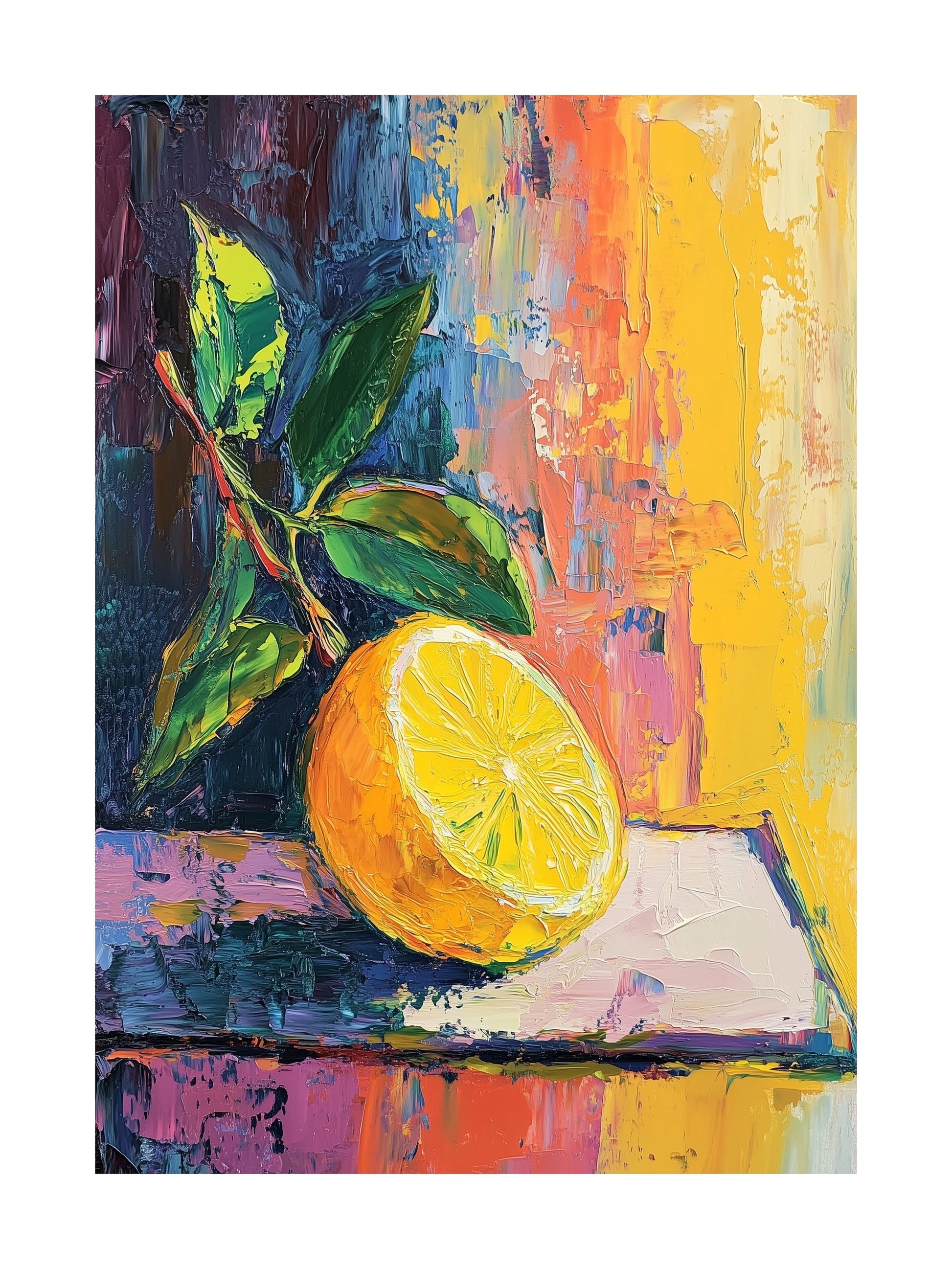 sunny lemon still life kitchen wall art - stylish food & drink poster print
