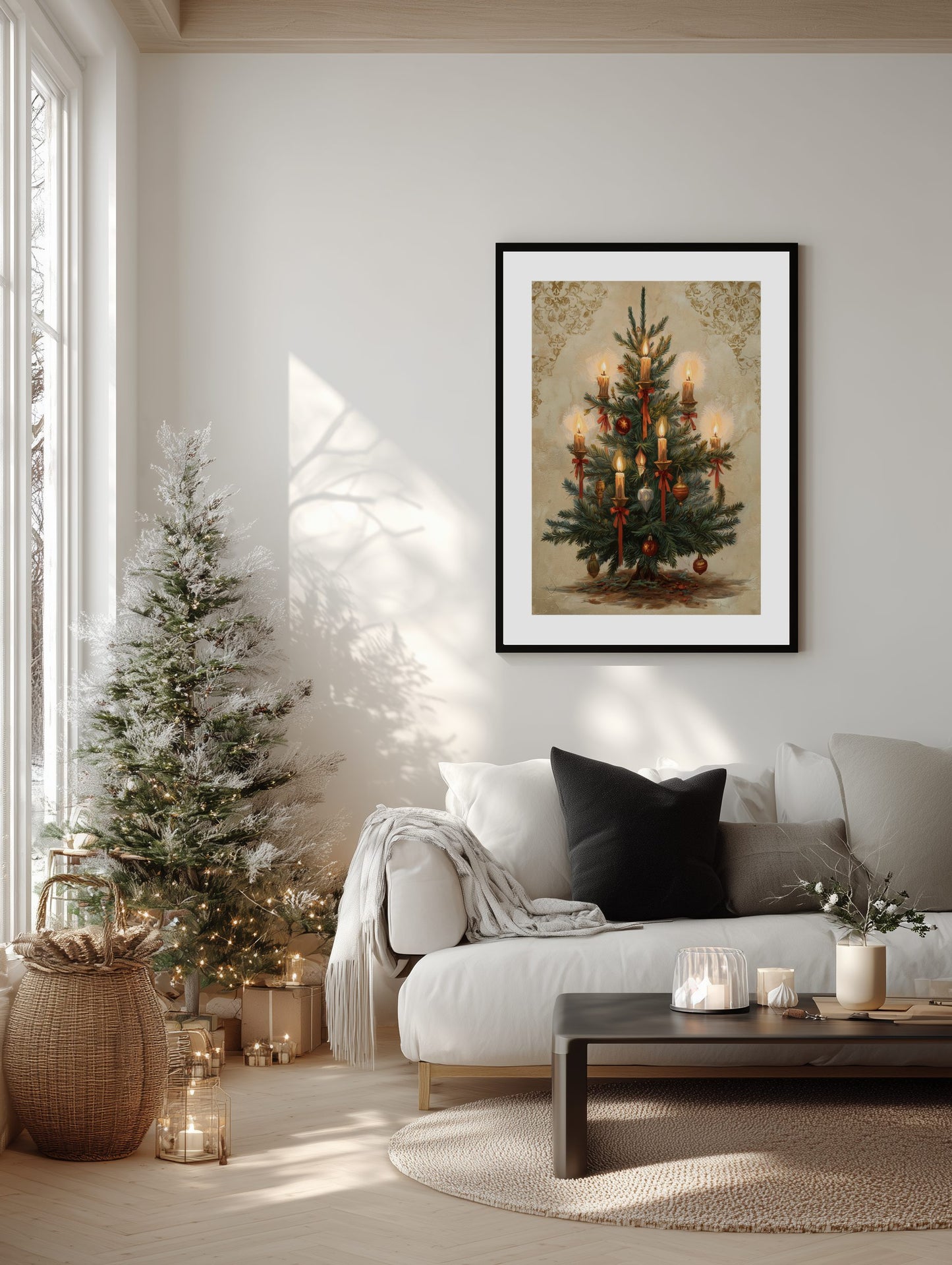 Vintage Christmas Tree Candles Poster