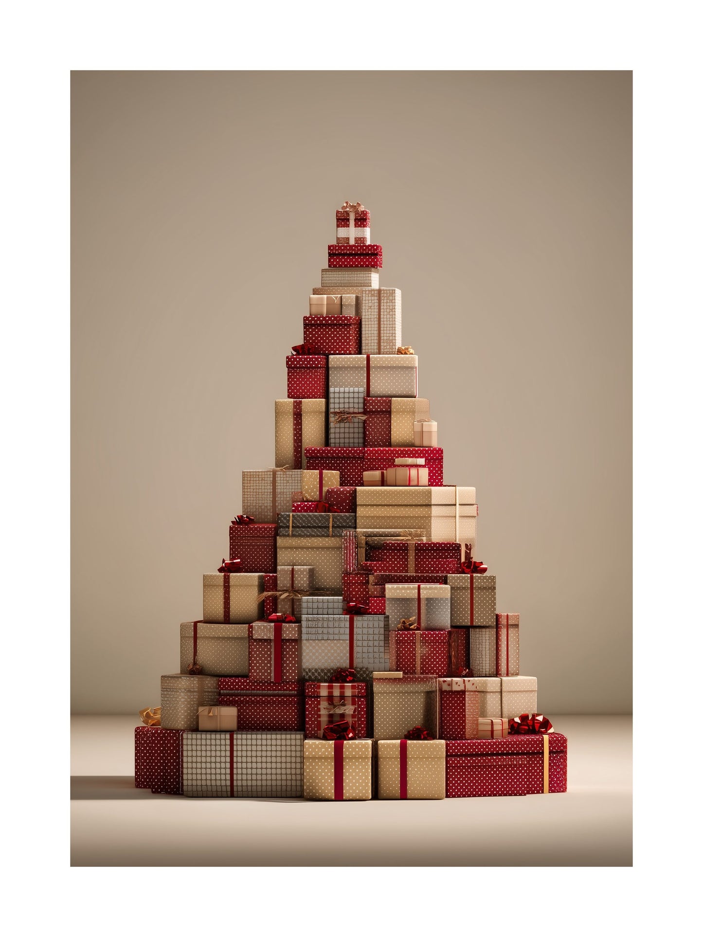 Christmas tree made of stacked gift boxes poster
