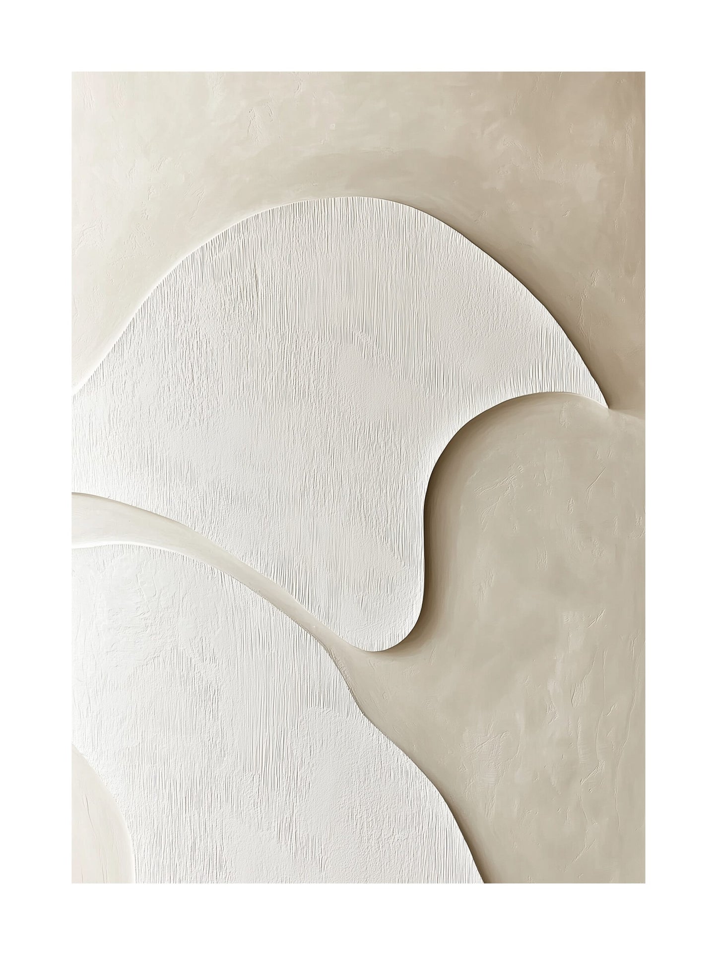 curved white forms decorative wall art - modern poster for home or office