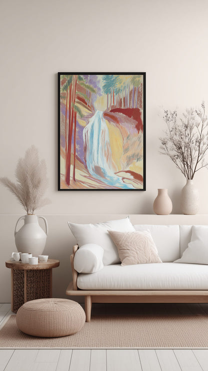 Forest Waterfall Serenity Poster