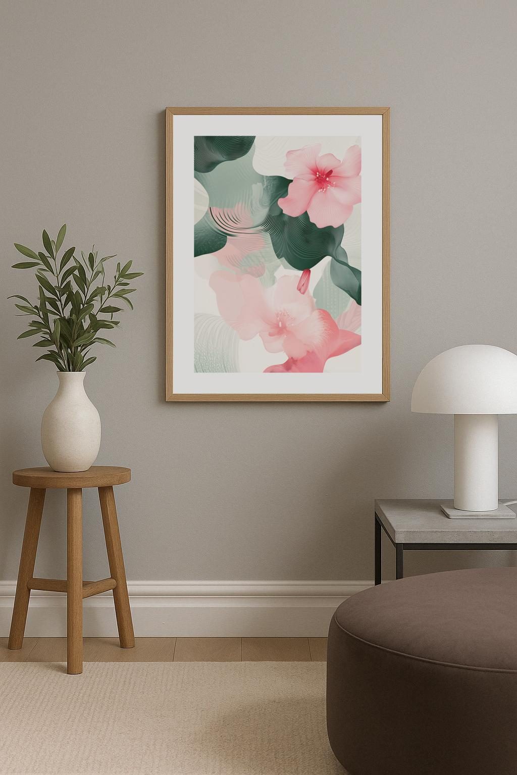 Modern Pink Floral Flow Poster
