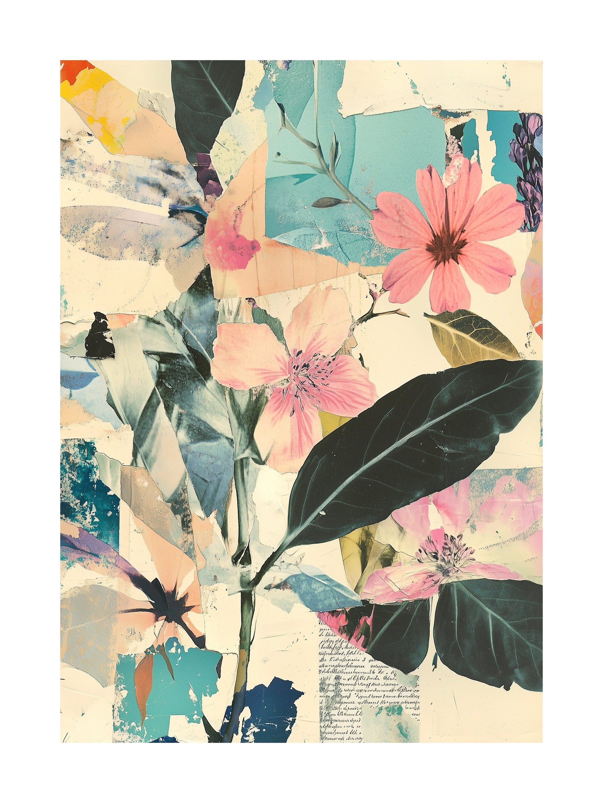 vintage bloom collage decorative wall art - modern poster for home or office